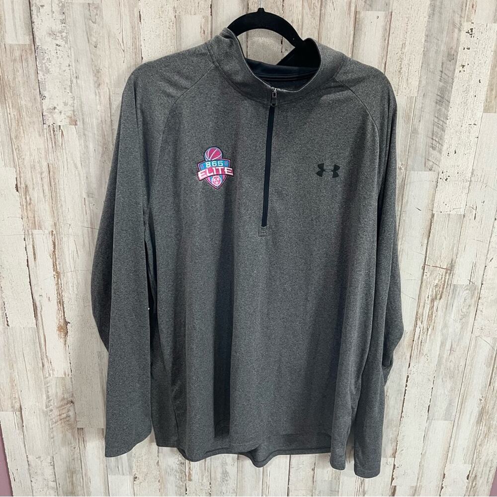 Under Armour Gray Loose Fit Quarter Zip Pullover 865 Elite Embroidered